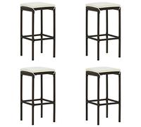 vidaXL 4X Tabourets de Bar avec Coussins Chaises de Pub Sièges de Bistro Tabourets de Comptoir Chaises de Salle à Manger Cuisine Marron Résine Tressée