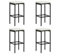 vidaXL 4X Tabourets de Bar avec Coussins Chaises de Pub Sièges de Bistro Tabourets de Comptoir Chaises de Salle à Manger Cuisine Noir Résine Tressée