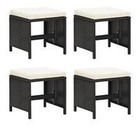 vidaXL 4X Tabourets de Jardin avec Coussins Repose-Pieds de Patio Tabourets de Terrasse Repose-Pieds d'Extérieur Résine Tressée Noir