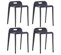Tabourets empilables lot de 4 noir plastique