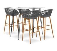 vidaXL 5-delige Barset wit en grijs3057408 Blanc G