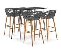 vidaXL Ensemble de bar 5 pcs Noir et gris