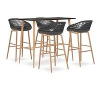 vidaXL Ensemble de bar 5 pcs Noir et gris