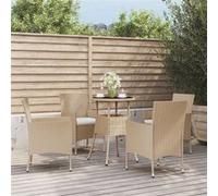 vidaXL 5-delige Bistroset met kussens poly rattan beige3187421 Beige G