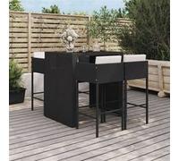 vidaXL Ensemble bar de jardin 5 pièces avec coussins noir Poly rotin