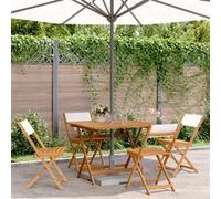 vidaXL Ensemble de jardin 5 pièces tissu et bois massif blanc crème