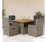 vidaXL Ensemble de jardin 5 pièces avec coussins Gris Poly rotin