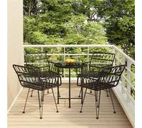 vidaXL 5-delige Tuinset poly rattan zwart3157838 Noir G