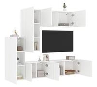 vidaXL 5-delige Tv-meubelset bewerkt hout wit3216489 Blanc G