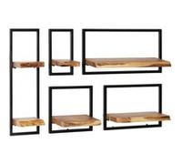 vidaXL Set d'étagères murales 5 pcs Bois d'acacia massif et acier – Rangement – Brun