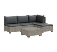 vidaXL 5 pc Ensemble de Salon en Rotin avec Coussins GENDT Gris Kubu, Salon, Jardin et terrasse, Ensemble modulable en rotin, canapé d'extérieur, mobilier Confortable, détente
