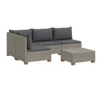 vidaXL 5 pc Ensemble de Salon en Rotin avec Coussins GENDT Gris Kubu, Salon, Jardin et terrasse, Ensemble de Salon en rotin, sièges modulables, canapé Confortable, mobilier d'extérieur Durable
