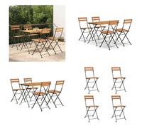 vidaXL 5 pcs. Bistro Set Pliable Bois Massif Acacia et Acier - Bistro Set - Bistro Set Pliable - Ensemble de meubles de jardin