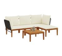 vidaXL 5 pcs Bois d'acacia Massif et Corde Naturel, Canapé de Jardin, Design modulable, Facile à Nettoyer, Coin détente Confortable, pour Profiter de Votre Patio