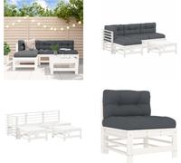 vidaXL 5 pcs. Garden Lounge Set with Coussin White Massiv Wood - Garden Lounge Set - Garden Lounge Sets - Lounge Set - Outdoor Lounge Set
