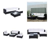vidaXL 5 pcs. Garden Lounge Set with Coussins Poly Rattan Black - Garden Sofagarnitur - Garten Sofagarnituren - Gartensofa Set - Gartenmöbel Set