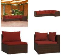 vidaXL 5 pcs. Garden Lounge Set with Coussins Poly Rattan Braun - Garden Lounge Set - Garden Lounge Sets - Terrassen Lounge Set - Garden Sofa Set