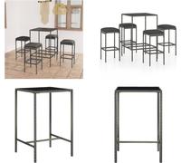 vidaXL 5 pcs. set de bar de jardin avec coussins Poly Rotin Gris - Set de Bar - Set de Bar - Table de Bar Et Tabouret de Bar - Table de Bar
