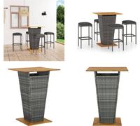 vidaXL 5 pcs. set de bar de jardin avec coussins Poly Rotin Gris - Set de Bar - Set de Bar - Table de Bar Et Tabouret de Bar - Table de Bar