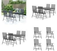 vidaXL 5 tlg. Garten Essgruppe Anthrazit Stahl - Garten-Essgruppe - Garten-Sitzgruppe - Outdoor Möbel Set - Gartenmöbel-Set