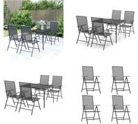 vidaXL 5 tlg. Garten Essgruppe Anthrazit Stahl - Garten-Essgruppe - Garten-Sitzgruppe - Outdoor Möbel Set - Gartenmöbel-Set