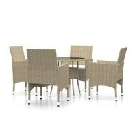 vidaXL 5-tlg. Garten-Essgruppe Poly Rattan Beige