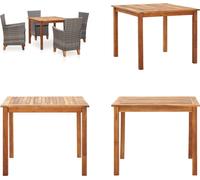 vidaXL 5 tlg. Garten Essgruppe Poly Rattan und Massivholz Akazie Grau - Table Et Chaise De Jardin - Table Et Chaises De Jardin - Gartenmöbel-Set - Garten Möbelset
