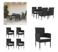 vidaXL 5 tlg. Garten Essgruppe Schwarz Poly Rattan und Stahl - Salon de jardin - Salon d'extérieur - Ensemble de salle à manger - Meubles de jardin