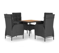 vidaXL 5-tlg. Groupe de jardin Poly Rattan et Akazienholz Schwarz