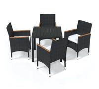 vidaXL 5-tlg. Groupe de jardinage avec baisers Poly Rattan Schwarz