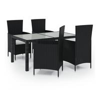 vidaXL 5-tlg. Groupe de jardinage avec baisers Poly Rattan Schwarz