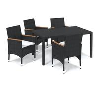 vidaXL 5-tlg. Groupe de jardinage avec baisers Poly Rattan Schwarz