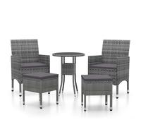 vidaXL 5-tlg. Set de salon de jardin Poly Rattan Grau
