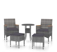 vidaXL 5-tlg. Set de salon de jardin Poly Rattan Grau
