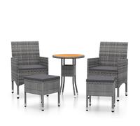 vidaXL 5-tlg. Set de salon de jardin Poly Rattan Grau