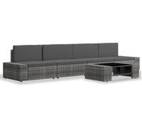 vidaXL 5-tlg. Set de salon de jardin Poly Rattan Grau