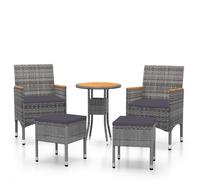 vidaXL 5-tlg. Set de salon de jardin Poly Rattan Grau