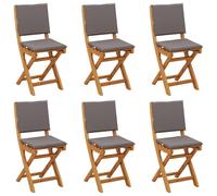 vidaXL : 6 chaises de jardin bistrot, couleur gris foncé, en bois d'acacia massif