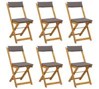vidaXL : 6 chaises de jardin bistrot, couleur gris foncé, en bois d'acacia massif