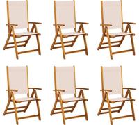 vidaXL Chaises de jardin pliables, lot de 6 – Bois massif acacia et textilène