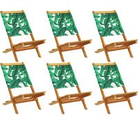 vidaXL Chaises de jardin pliantes – lot de 6 – tissu vert, bois massif