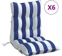 vidaXL - 6 coussins pour fauteuils bas, rayés bleu et blanc, tissu Oxford