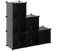 vidaXL 6× Cubes de Rangement Étagère Escalier de Bureau Armoire de Dortoir Organisateur de Rangement Panneaux Empilables Intérieur Noir PP