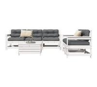 vidaXL Ensemble de salon de jardin 6 pièces blanc pin massif
