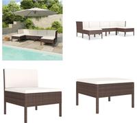 vidaXL 6 pcs. Garden Lounge Set with Auflagen Poly Rattan Braun - Ensemble de meubles de jardin - Garniture de jardin - Garniture de jardin