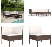 vidaXL 6 pcs. Garden Lounge Set with Auflagen Poly Rattan Braun - Ensemble de meubles de jardin - Garniture de jardin - Garniture de jardin