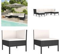 vidaXL 6 pcs. Garden Lounge Set with Auflagen Poly Rattan Schwarz - Ensemble de meubles de jardin - Garniture de jardin - Garniture de jardin