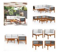 vidaXL 6 pcs. Garden Lounge Set with Coussin Creme White Massiv Wood Acacia - Ensemble de meubles de jardin - Canapé de jardin