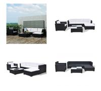 vidaXL 6 pcs. Garden Lounge Set with Coussin Poly Rattan Black - Garden Sofagarnitur - Garten Sofagarnituren - Gartensofa Set - Gartenmöbel Set