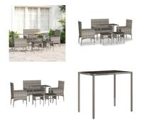 vidaXL 6 pcs. Garden Lounge Set with Coussins Grey Poly Rattan - Garden Lounge Set - Garden Lounge Sets - Outdoor Lounge Set - Lounge Set Terrasse
